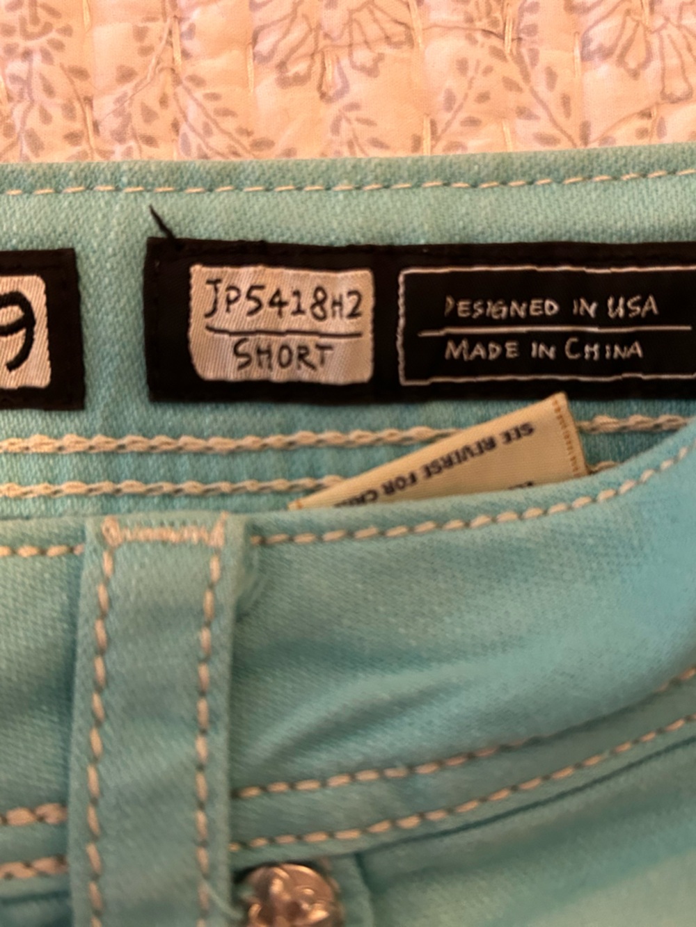Miss Me Aqua Embellished Denim Shorts - Picture 3 of 7
